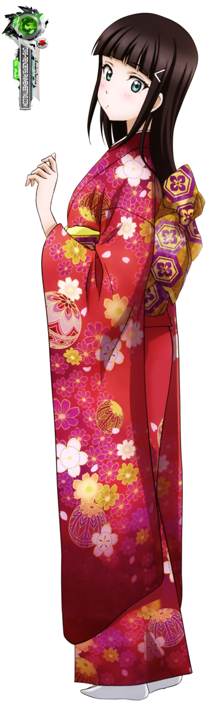 Animated Characterin Traditional Kimono PNG