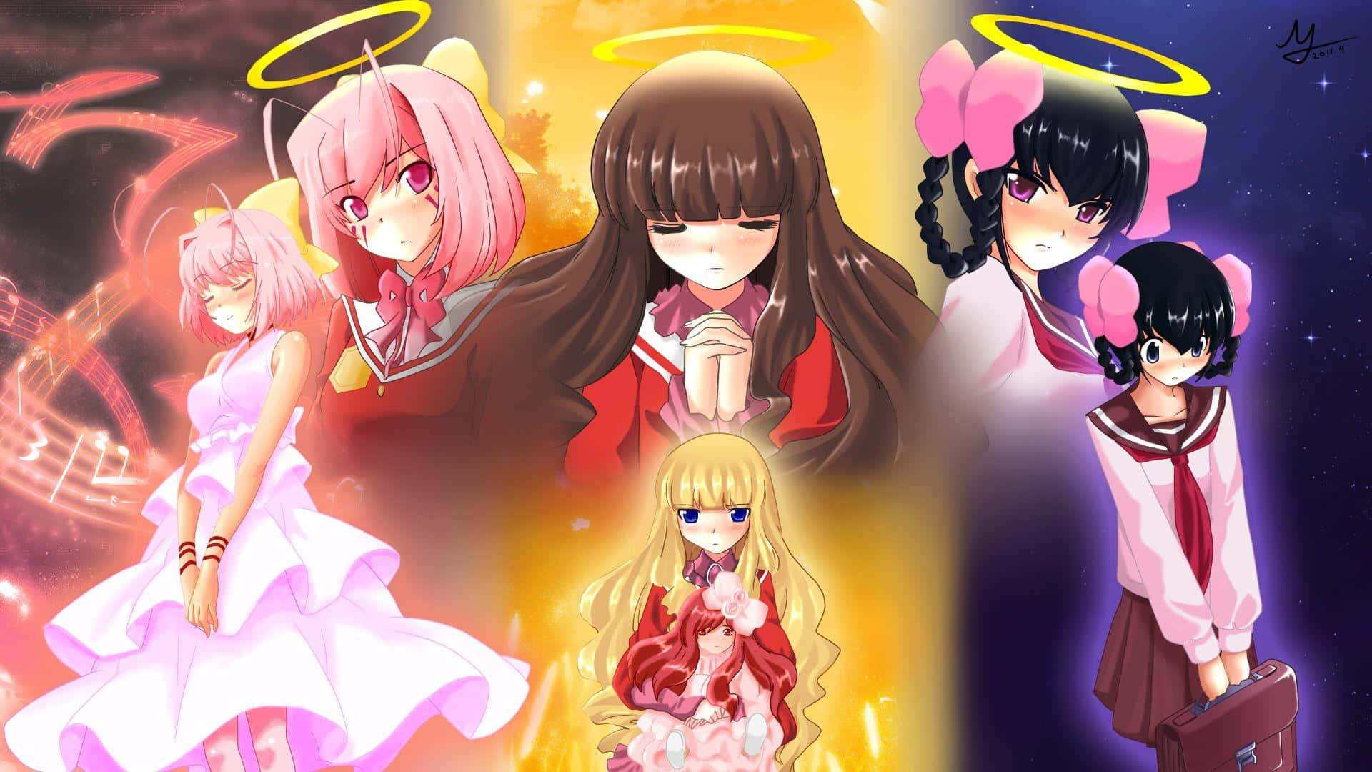 Animated Characters Introducing An Otherworldly Theme In "the World God Only Knows." Wallpaper