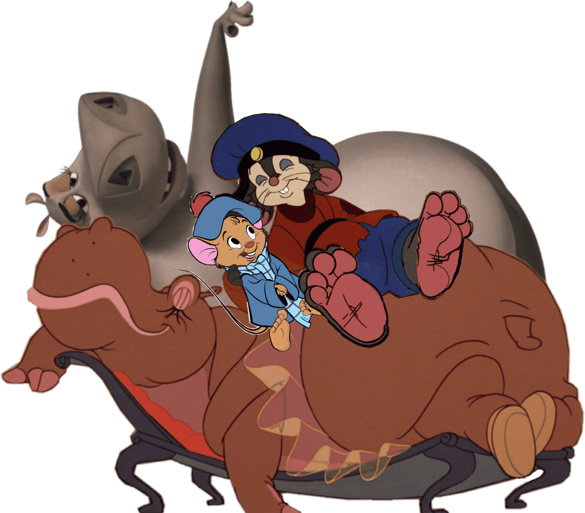 Animated Characters Riding Hippo PNG