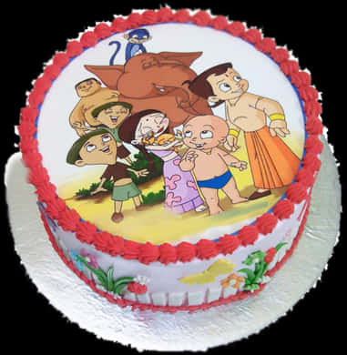 Animated Characters Themed Cake PNG