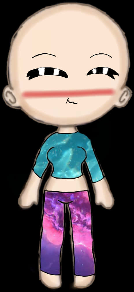 Animated Characterwith Blushand Galaxy Clothes PNG