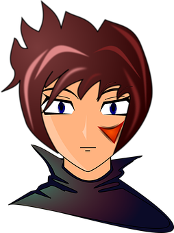 Animated Characterwith Brown Hairand Blue Eyes PNG