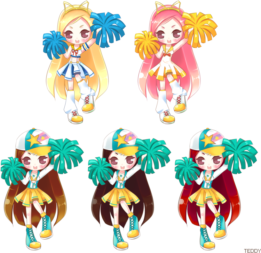 Animated Cheerleader Characters PNG