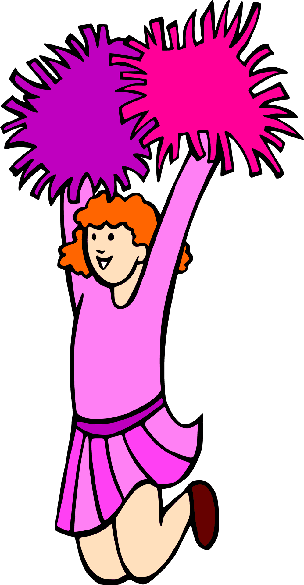 Animated Cheerleader Jumping With Pom Poms PNG