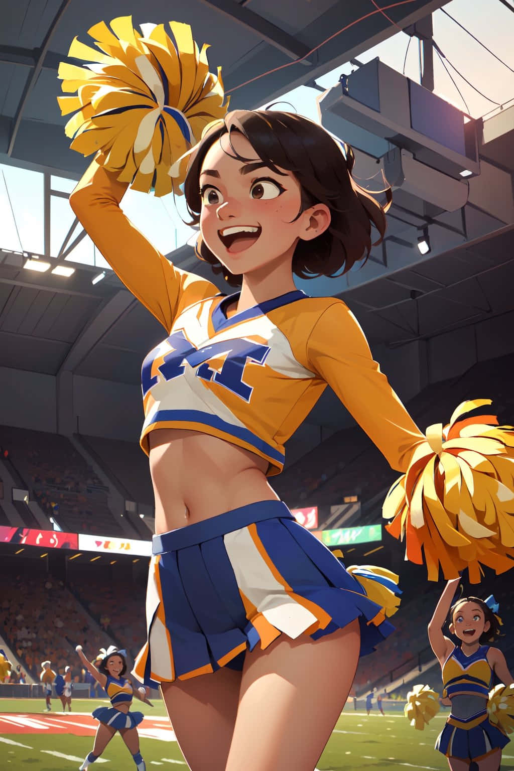 Animated Cheerleader Performance Stadium Wallpaper
