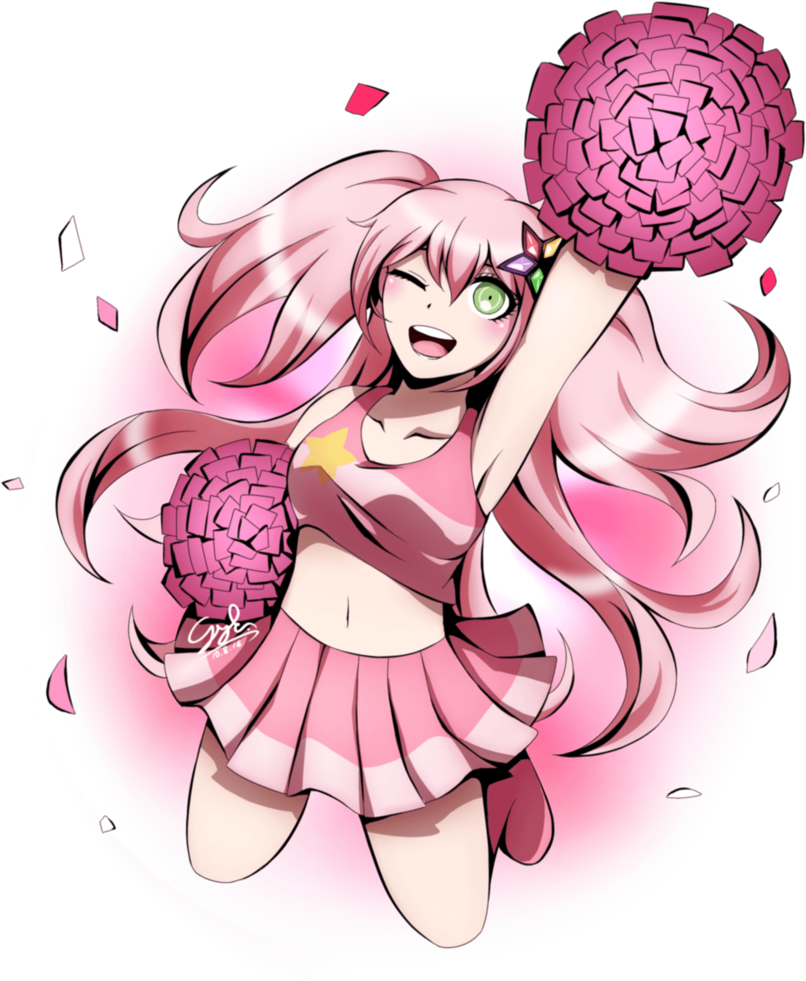 Download Animated Cheerleader Pink Pom Poms 6863
