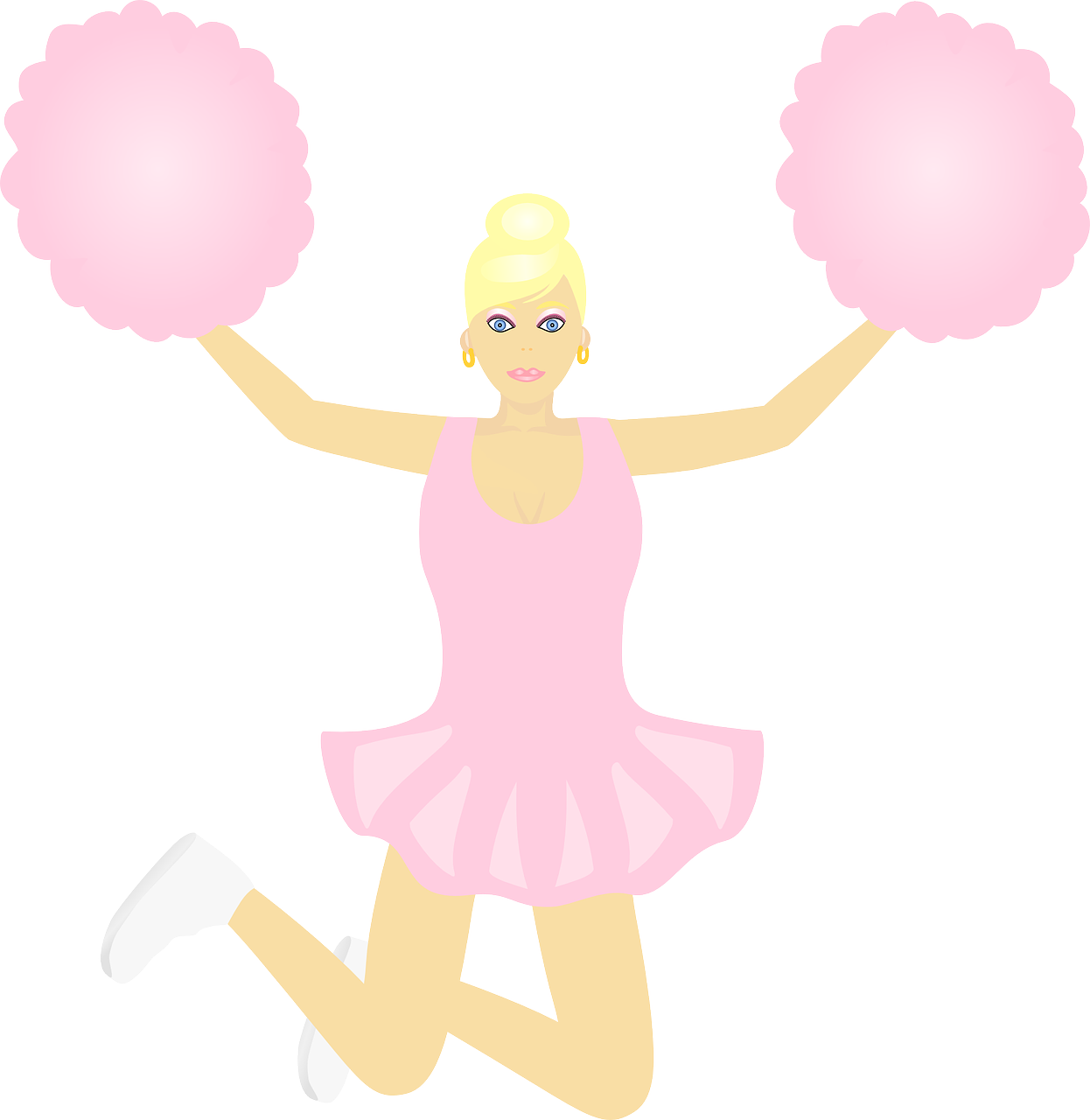 Animated Cheerleader With Pom Poms PNG