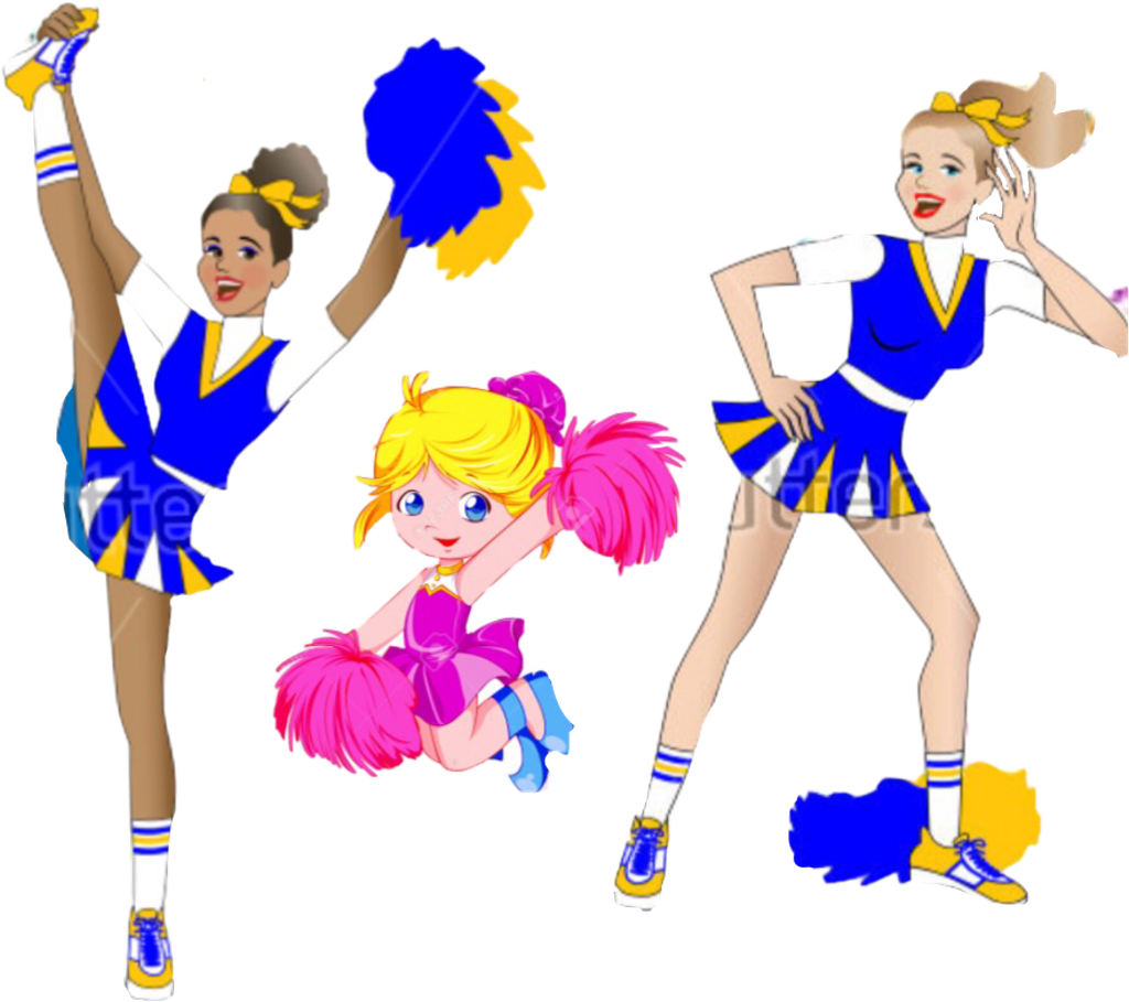 Animated Cheerleadersin Action PNG