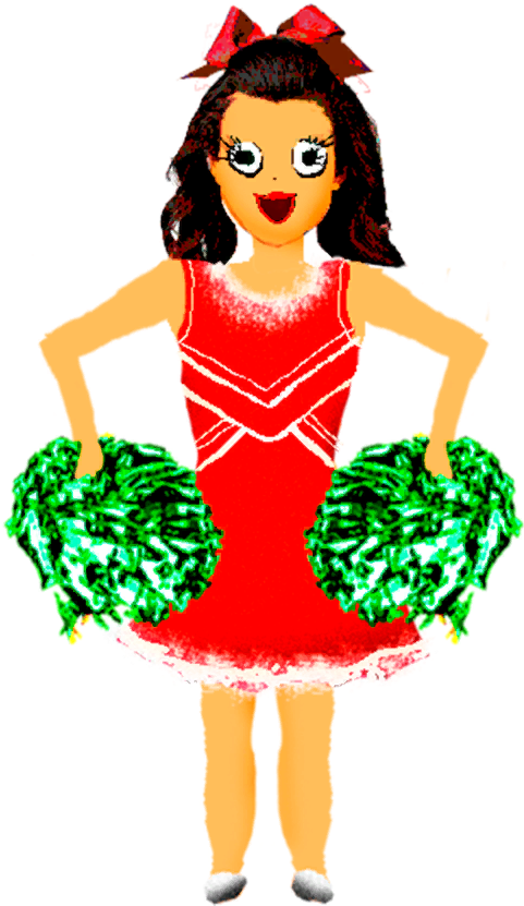 Animated Cheerleaderwith Pom Poms PNG