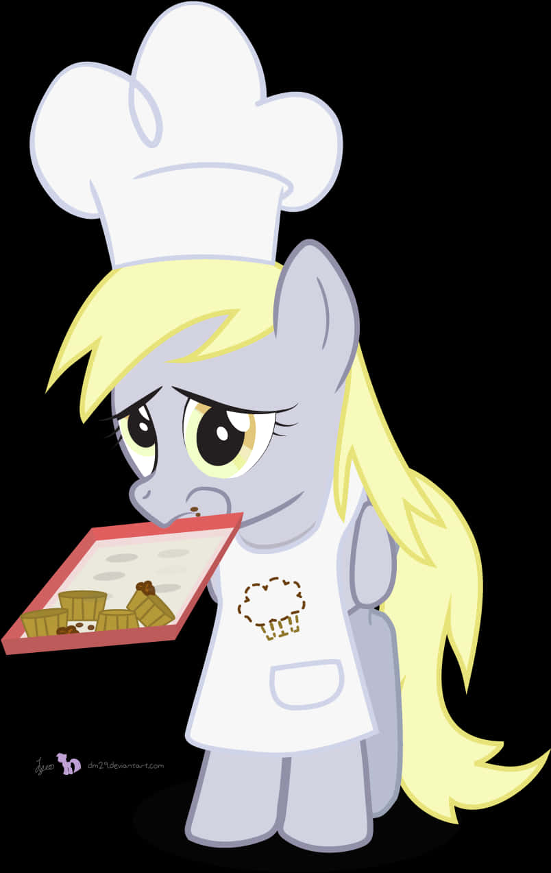 Animated Chef Ponywith Recipe PNG