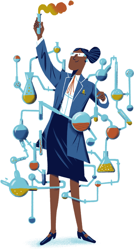 Animated Chemist Performing Experiments PNG