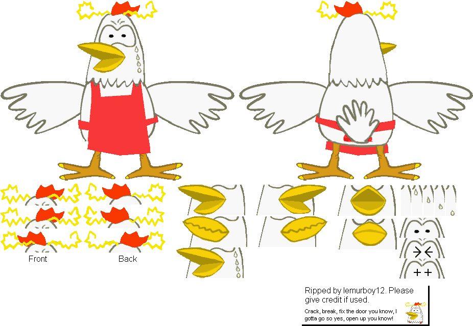 Animated Chicken Paper Model Template PNG