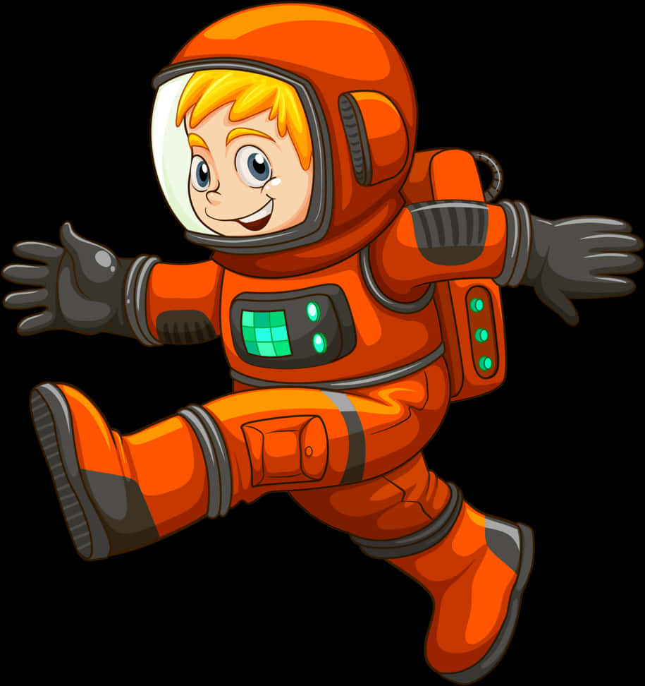 Animated Child Astronaut Floating PNG