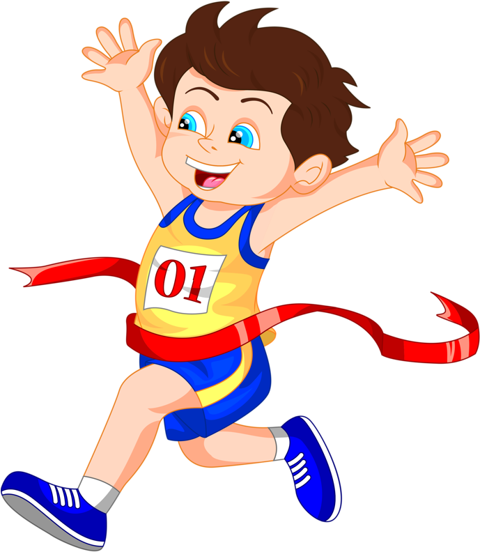 Animated Child Athlete Crossing Finish Line PNG