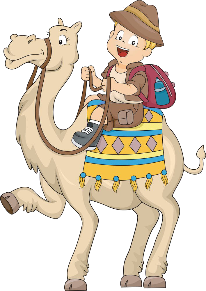 Animated Child Riding Camel PNG