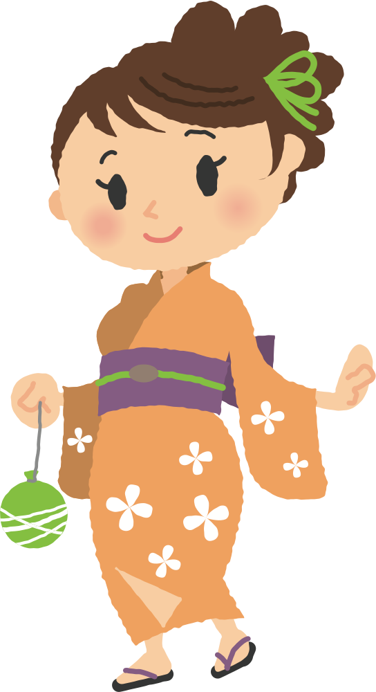 Animated Childin Orange Kimono PNG