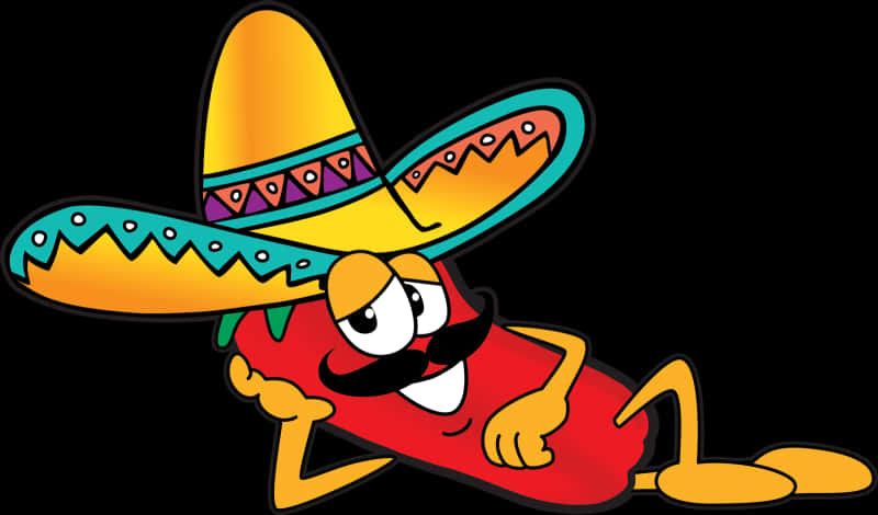 Animated Chili Pepper Wearing Sombrero PNG