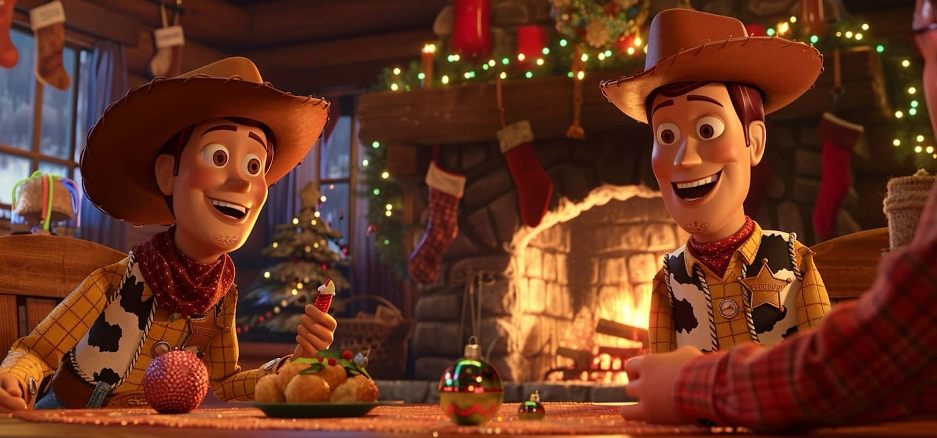 Animated Christmas Celebration With Toy Characters Wallpaper