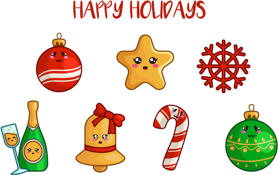 Animated Christmas Elements Cute Style PNG