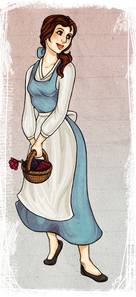 Animated Classic Princess With Basket PNG