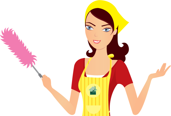Animated Cleaning Ladywith Feather Duster PNG