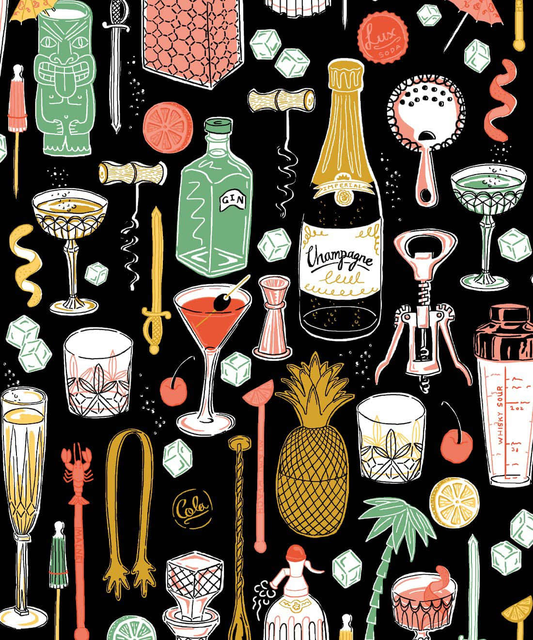 Animated Cocktail and Equipment Wallpaper
