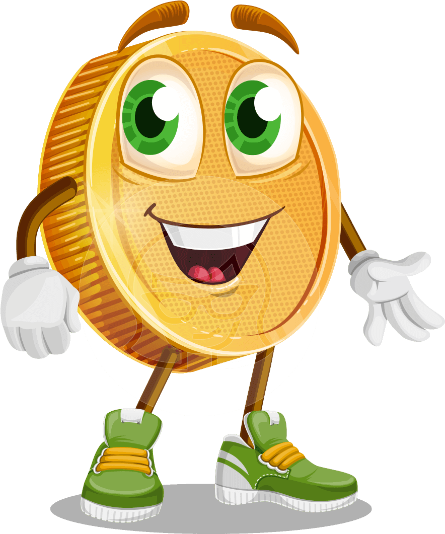 Animated Coin Character Smiling PNG