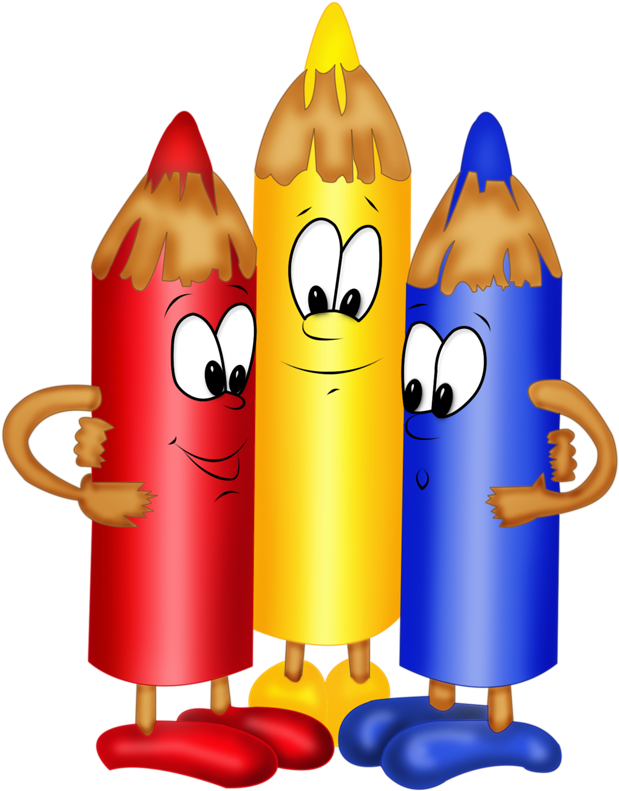 Animated Colored Pencils Cartoon PNG