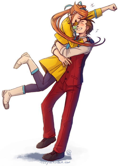 Animated Couple Celebratory Hug PNG