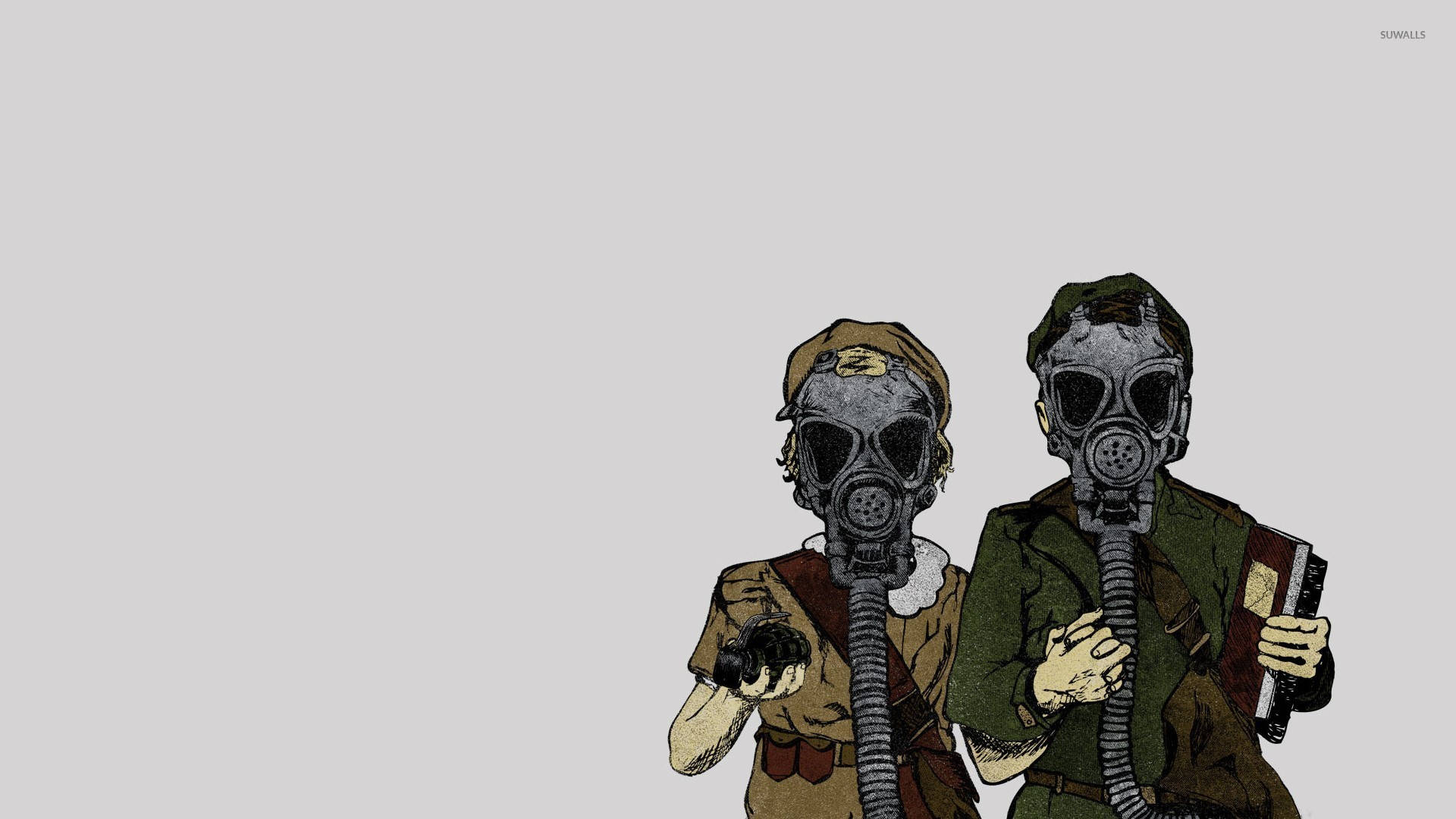 Animated Couple In Gas Mask Wallpaper