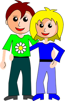 Animated Couple Smiling Together PNG