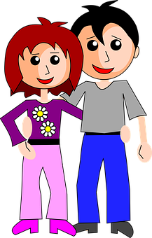 Animated Couple Standing Together PNG