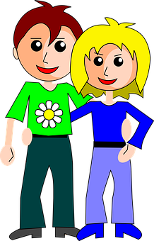 Animated Couple Standing Together PNG