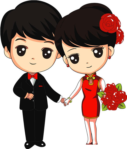 Animated Couplein Formal Attire PNG