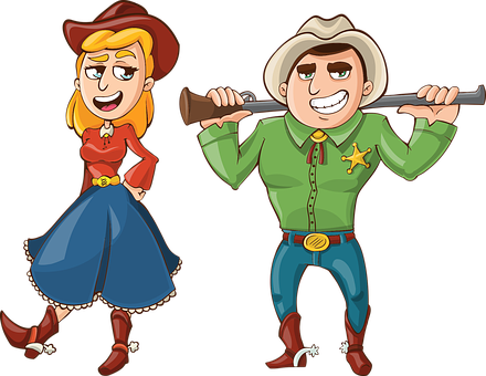 Animated Cowboyand Cowgirl Cartoon_ Characters PNG