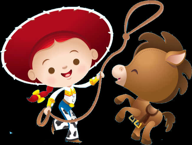 Animated Cowboyand Horse Playtime PNG
