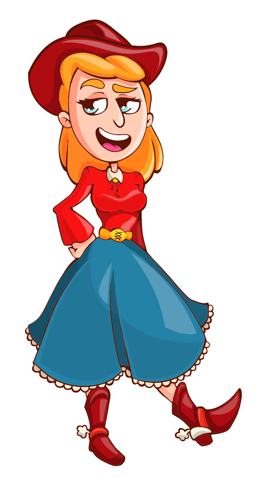 Animated Cowgirl Character PNG