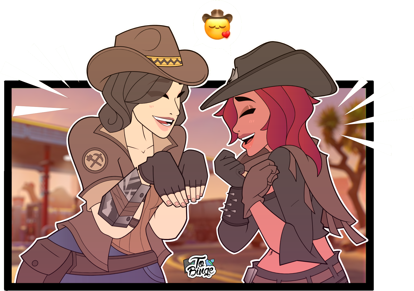 Download Animated Cowgirls Fist Bump | Wallpapers.com