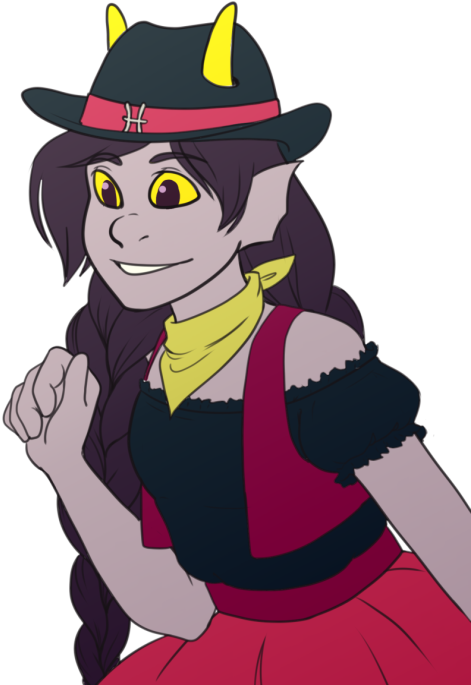 Animated Cowgirlwith Horned Hat PNG