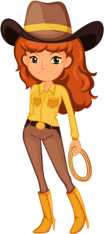 Animated Cowgirlwith Lasso PNG