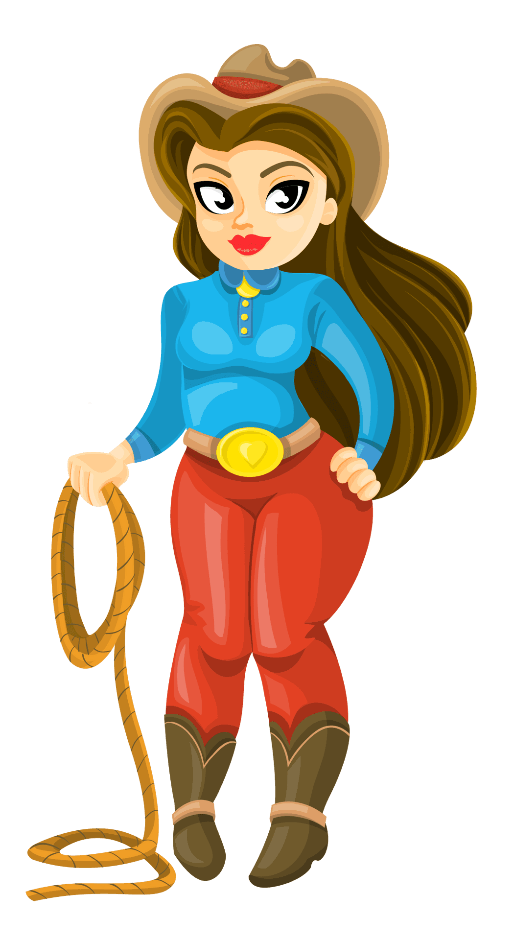 Animated Cowgirlwith Lasso PNG