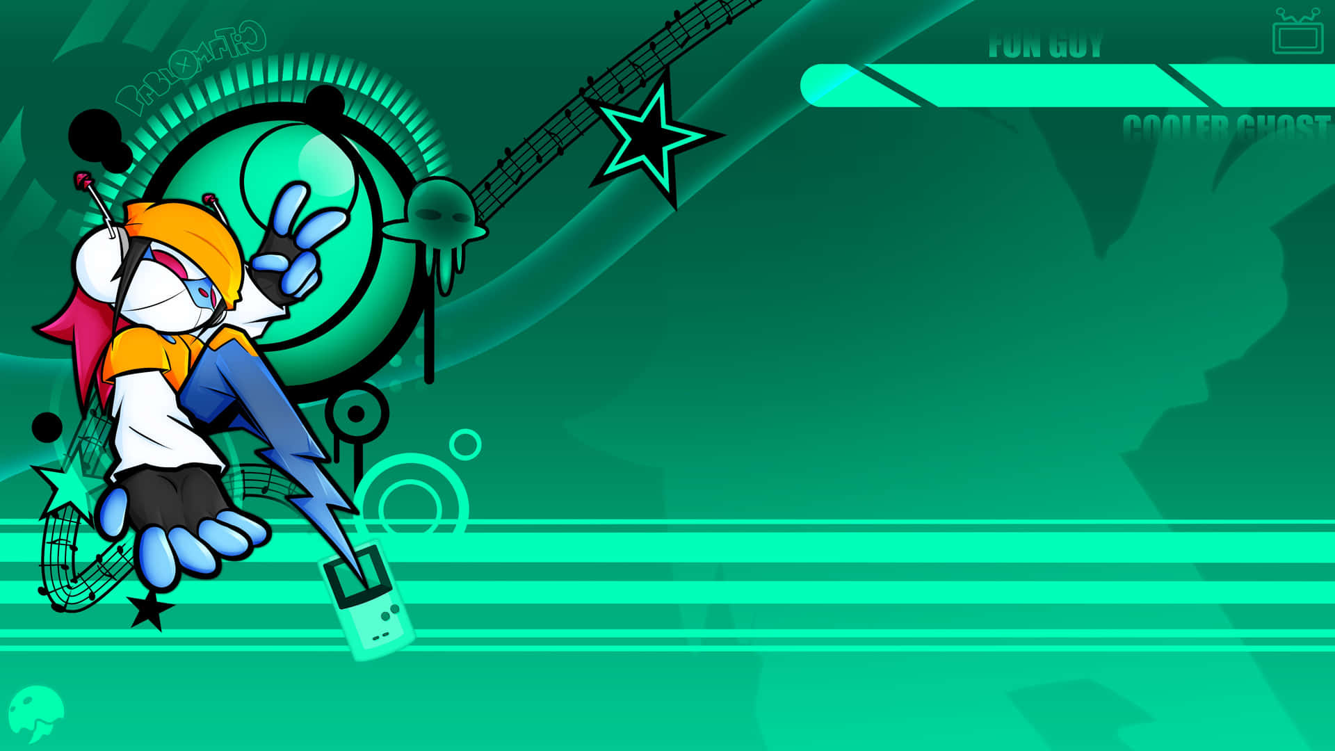 Animated D J Character Green Background Wallpaper