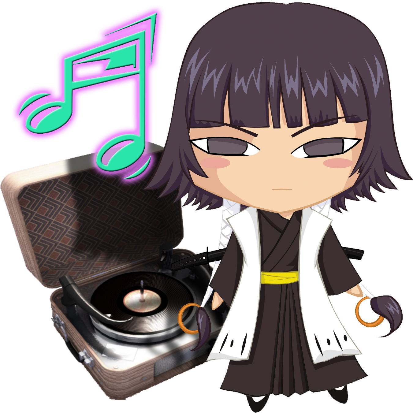 Animated D J Characterwith Vinyl Record Player PNG