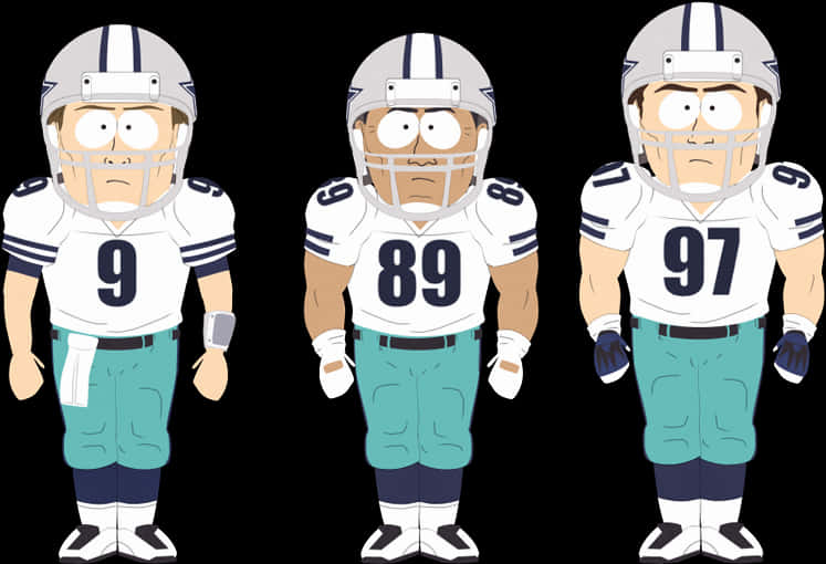 Animated Dallas Cowboys Players Cartoon PNG