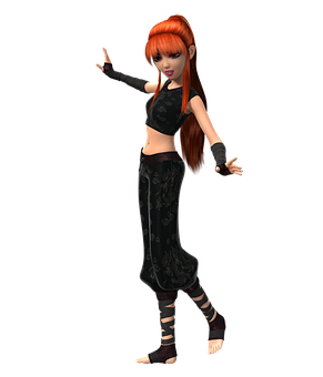 Animated Dancerin Black Outfit PNG