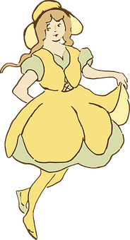 Animated Dancing Girlin Yellow Dress PNG