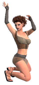 Animated Dancing Woman3 D Model PNG