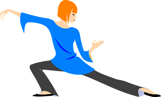 Animated Dancing Womanin Blue Dress PNG