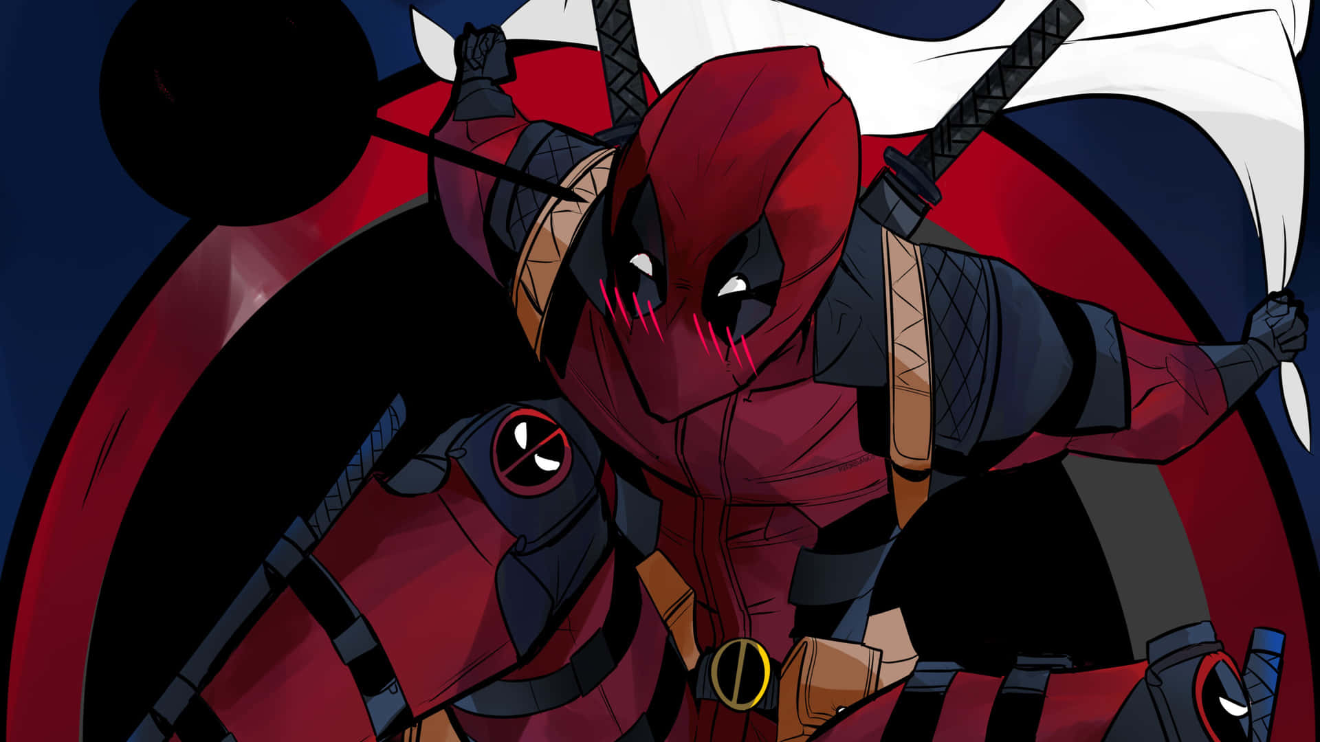 Animated Deadpool Background Holding A White Cloth