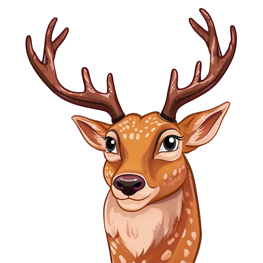 Animated Deer Head Cartoon Png 06212024 PNG